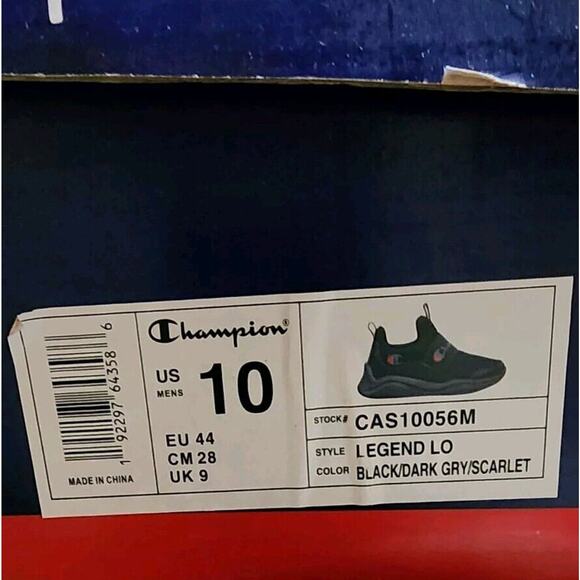 Champion Legend Lo Men's Size 10M Black/Dark Gry/Scarlet CAS10056M - Picture 8 of 8